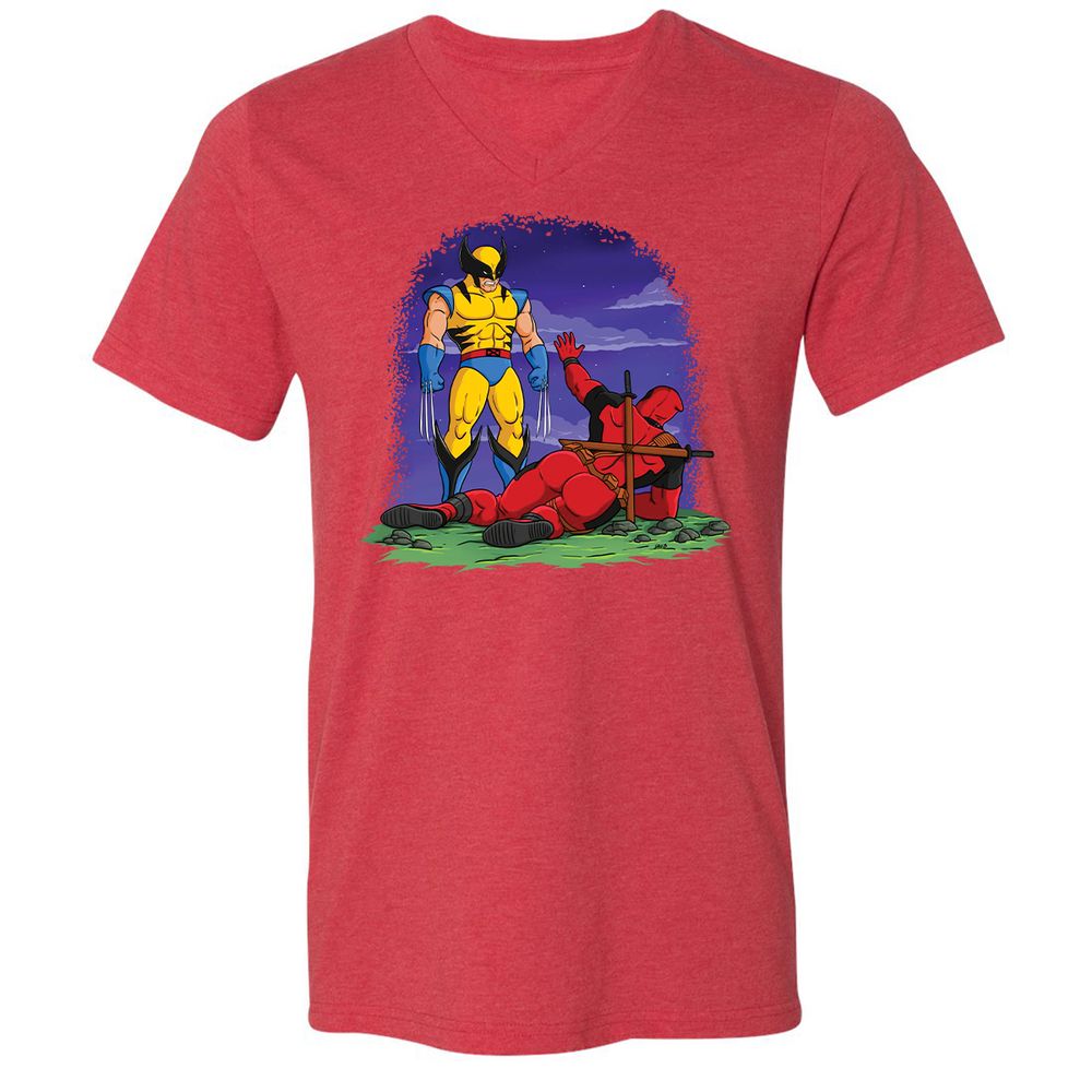 Unisex V-Neck T-Shirt - FG8WXZWB - Heather Red - 16