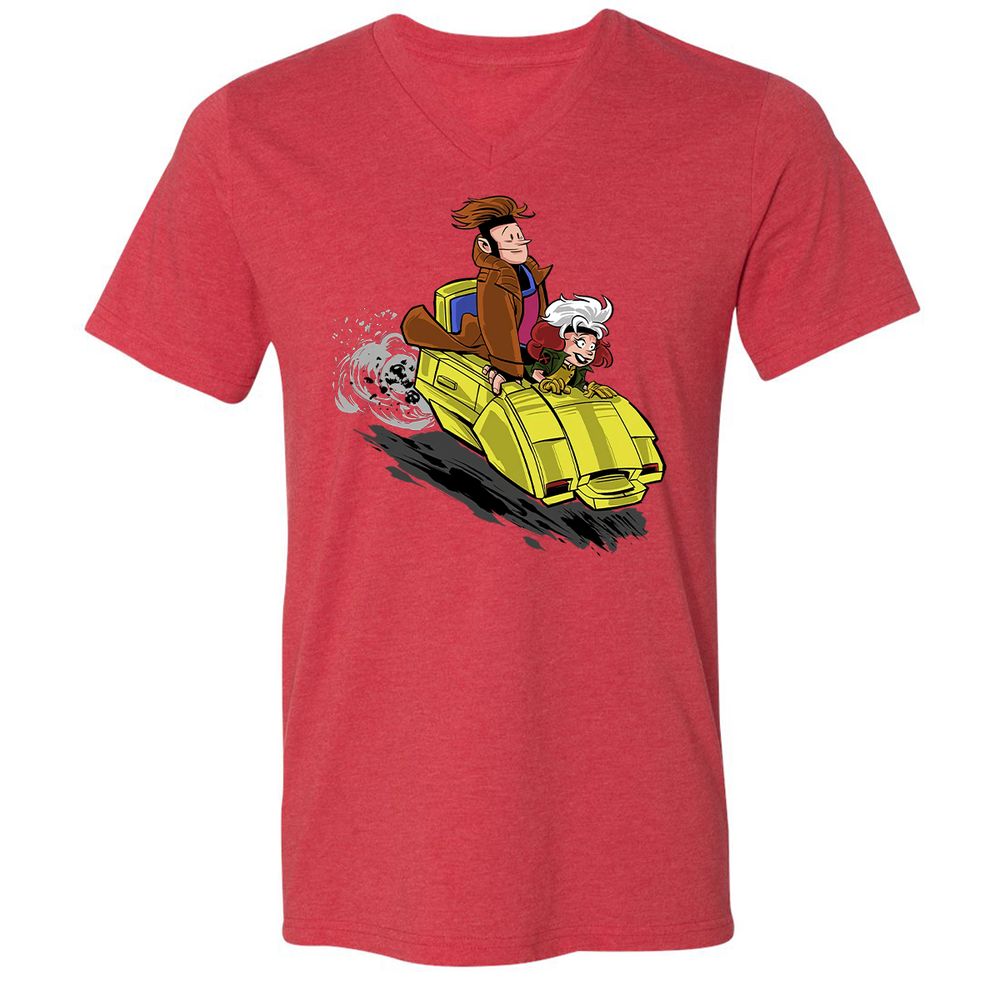 Unisex V-Neck T-Shirt - LWV6KYN9 - Heather Red - 16