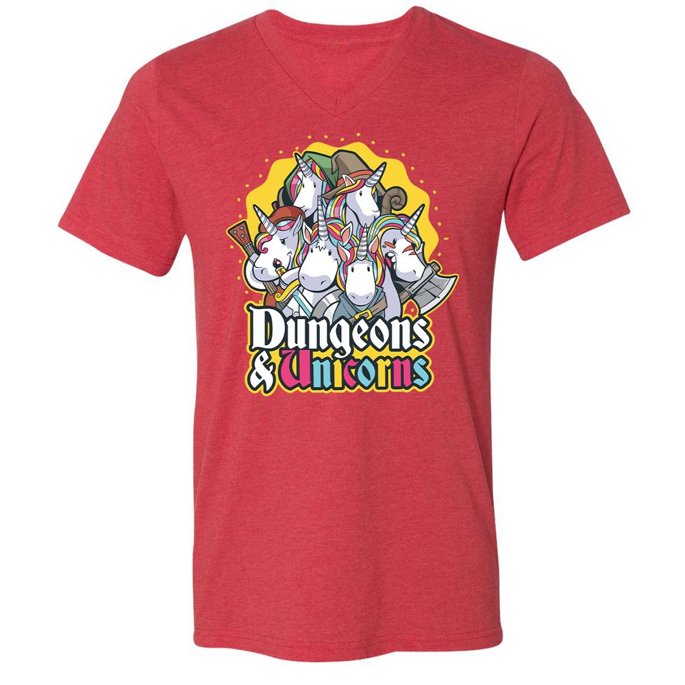 Unisex V-Neck T-Shirt - 3MB6DTY4 - Heather Red - 16