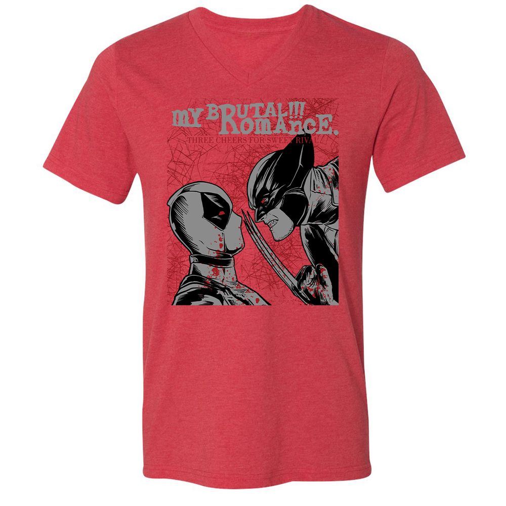 Unisex V-Neck T-Shirt - GG1T42LL - Heather Red - 16