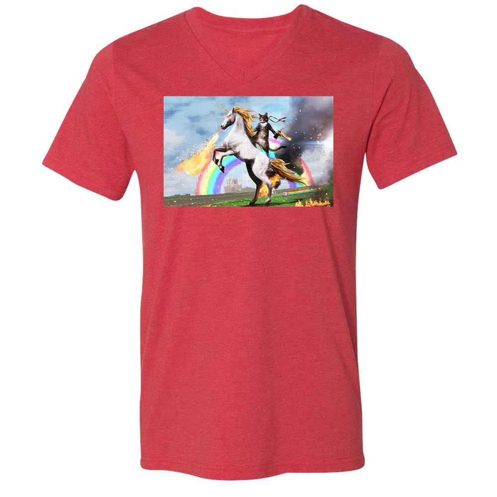 Unisex V-Neck T-Shirt - 2BRTMCS6 - Heather Red - 16