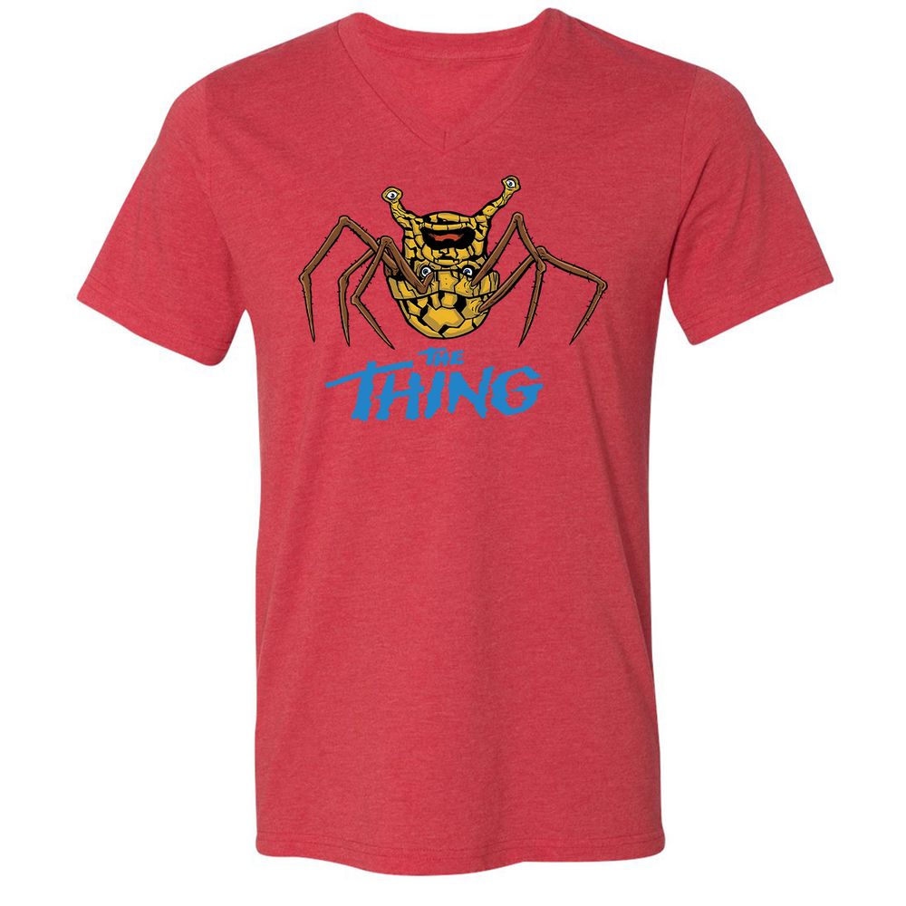 Unisex V-Neck T-Shirt - SXC7MQ79 - Heather Red - 16