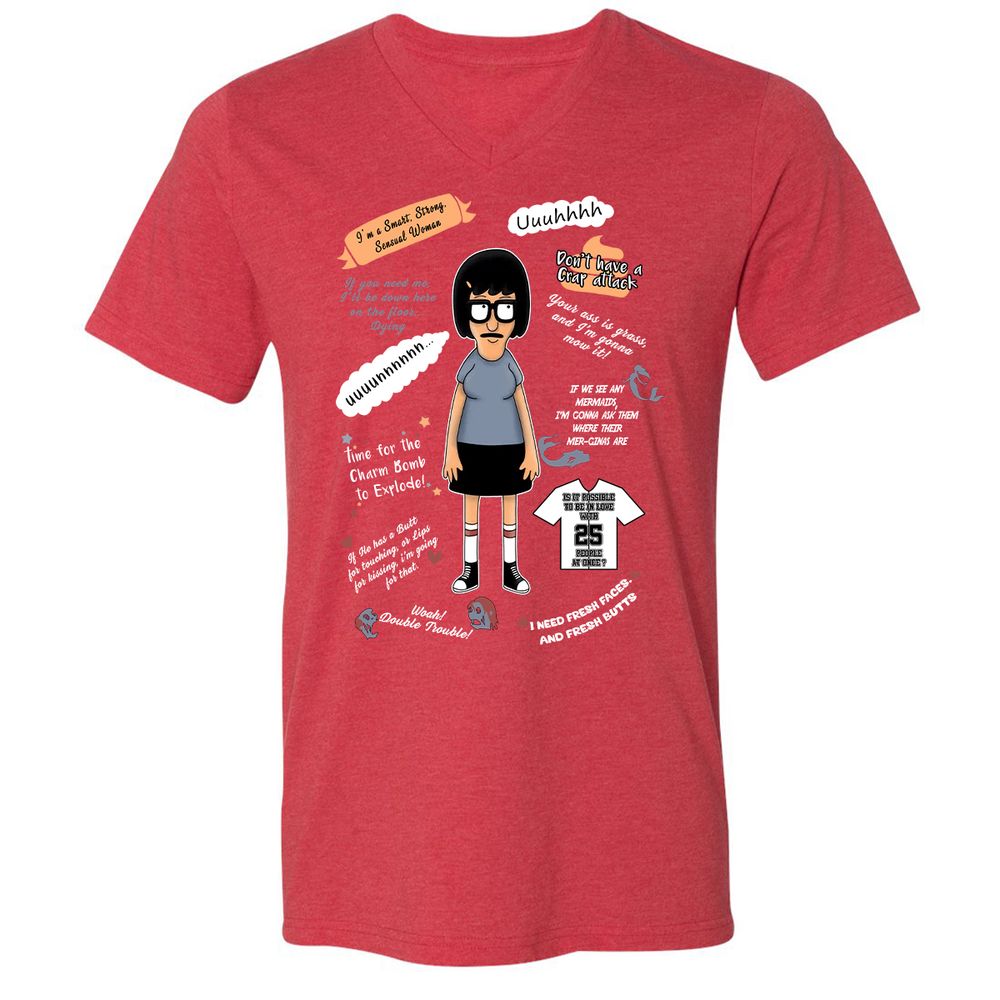 Unisex V-Neck T-Shirt - T3CZVEXZ - Heather Red - 16