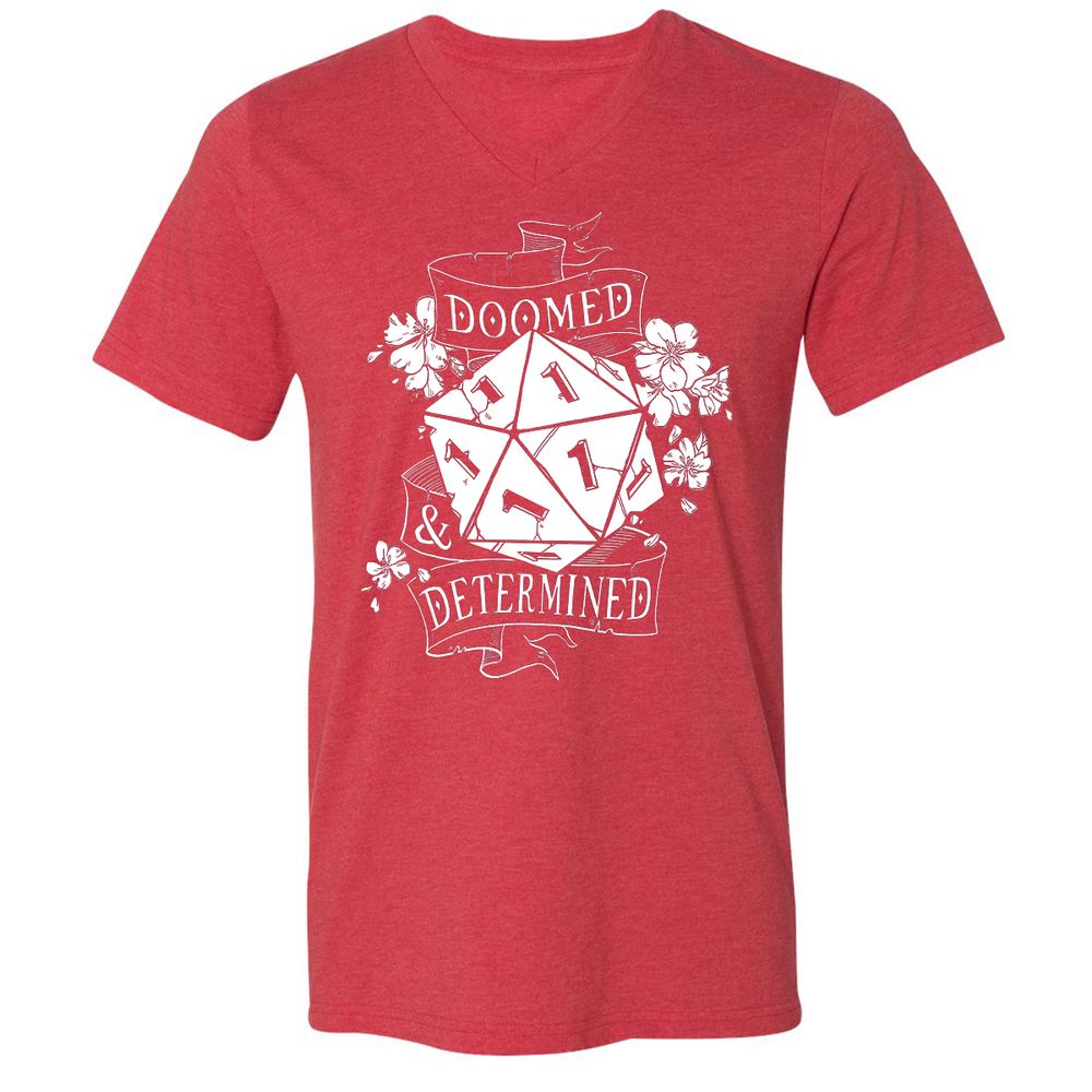 Unisex V-Neck T-Shirt - HQB9XJKM - Heather Red - 16