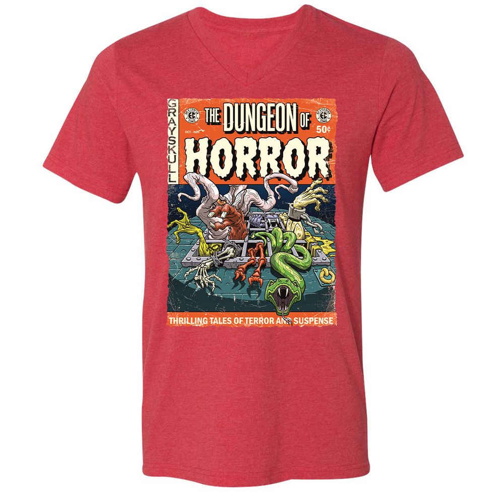 Unisex V-Neck T-Shirt - 1BFDZHPF - Heather Red - 16