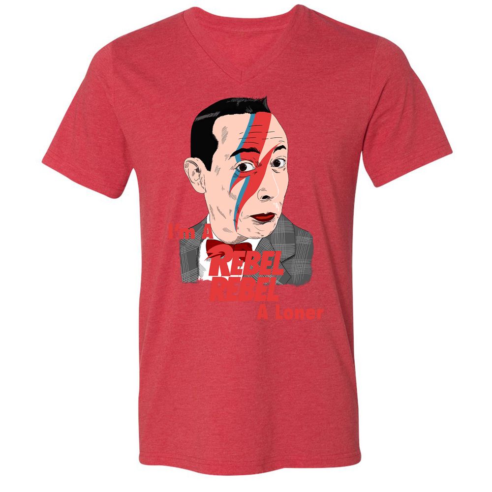 Unisex V-Neck T-Shirt - SQWXAFXG - Heather Red - 16