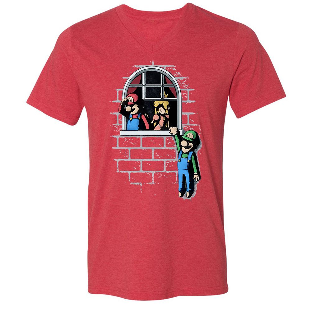 Unisex V-Neck T-Shirt - CBV7YKQQ - Heather Red - 16
