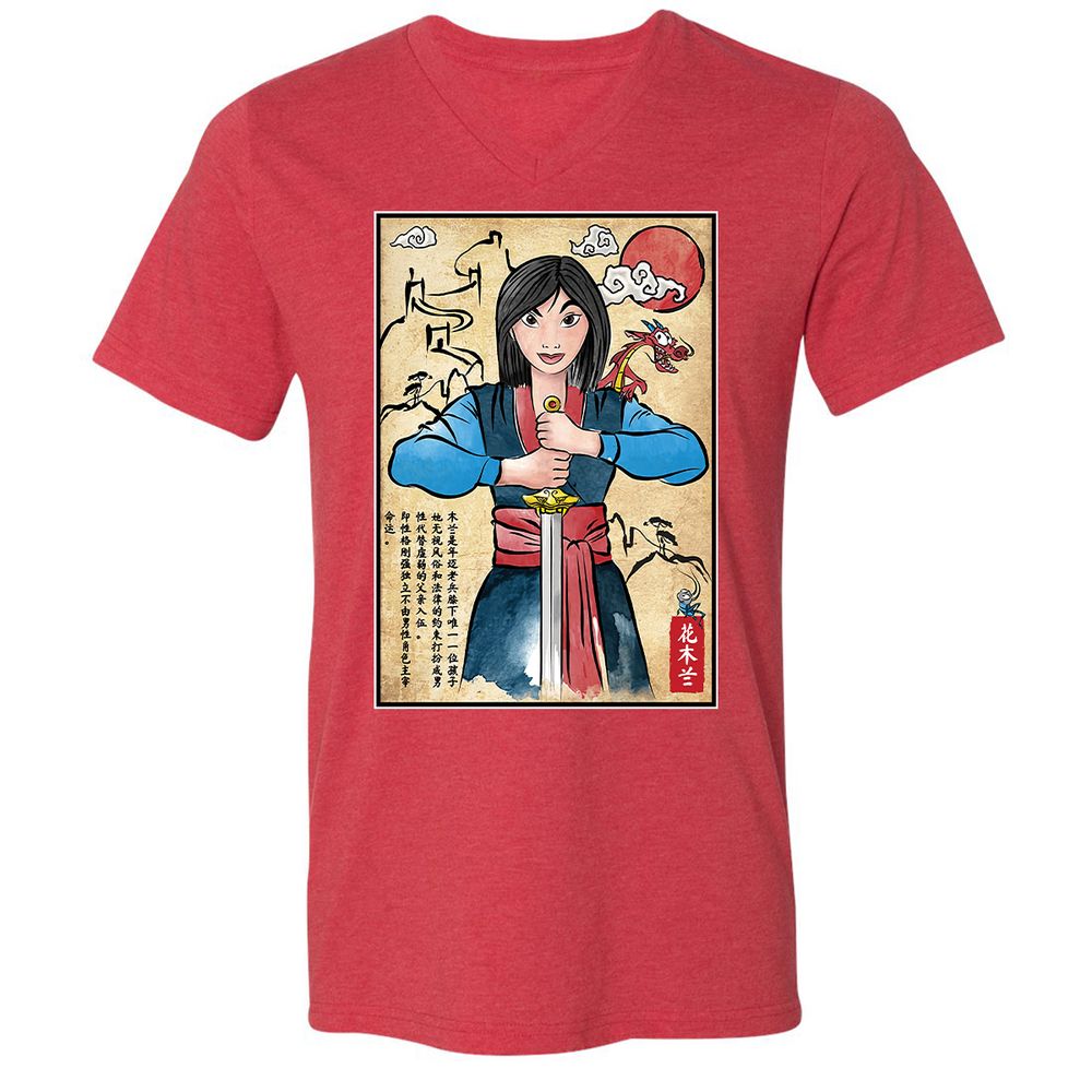Unisex V-Neck T-Shirt - BWF3TL78 - Heather Red - 16