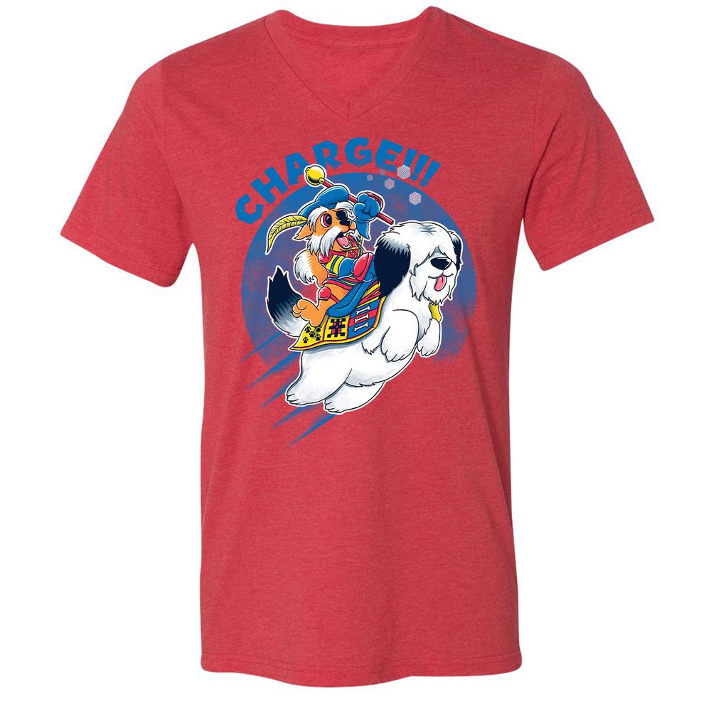Unisex V-Neck T-Shirt - ME9HB4JU - Heather Red - 16