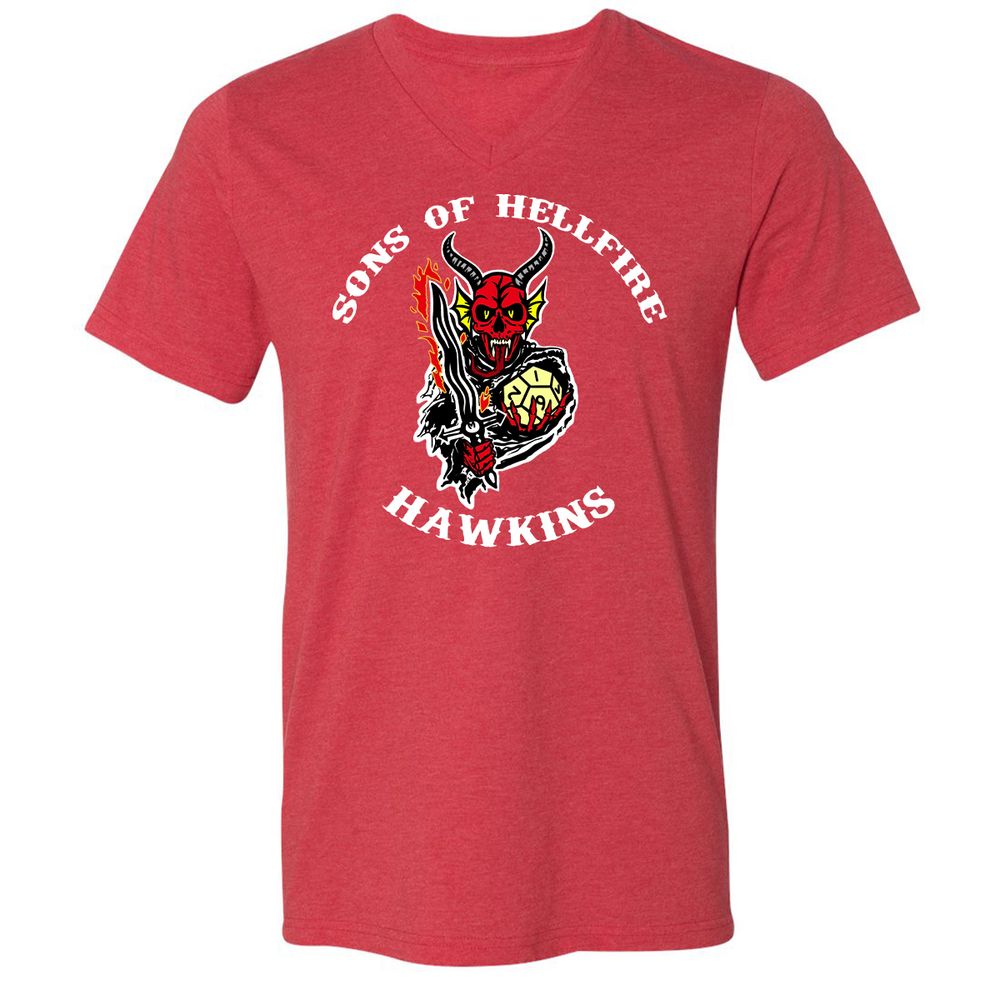 Unisex V-Neck T-Shirt - 4WN6QSTW - Heather Red - 16