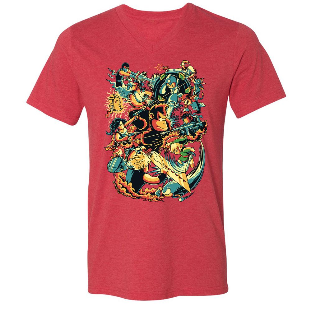 Unisex V-Neck T-Shirt - PV3HVH66 - Heather Red - 16