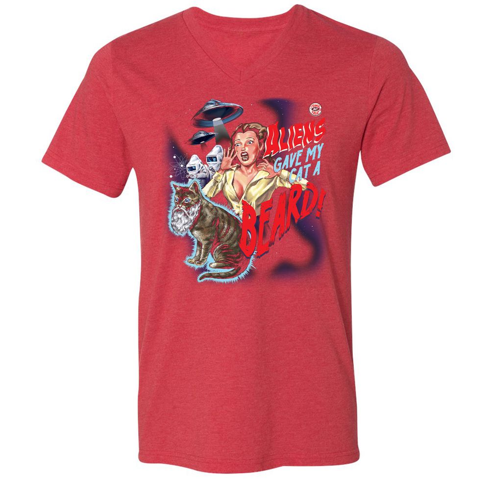 Unisex V-Neck T-Shirt - C7CU91FH - Heather Red - 16