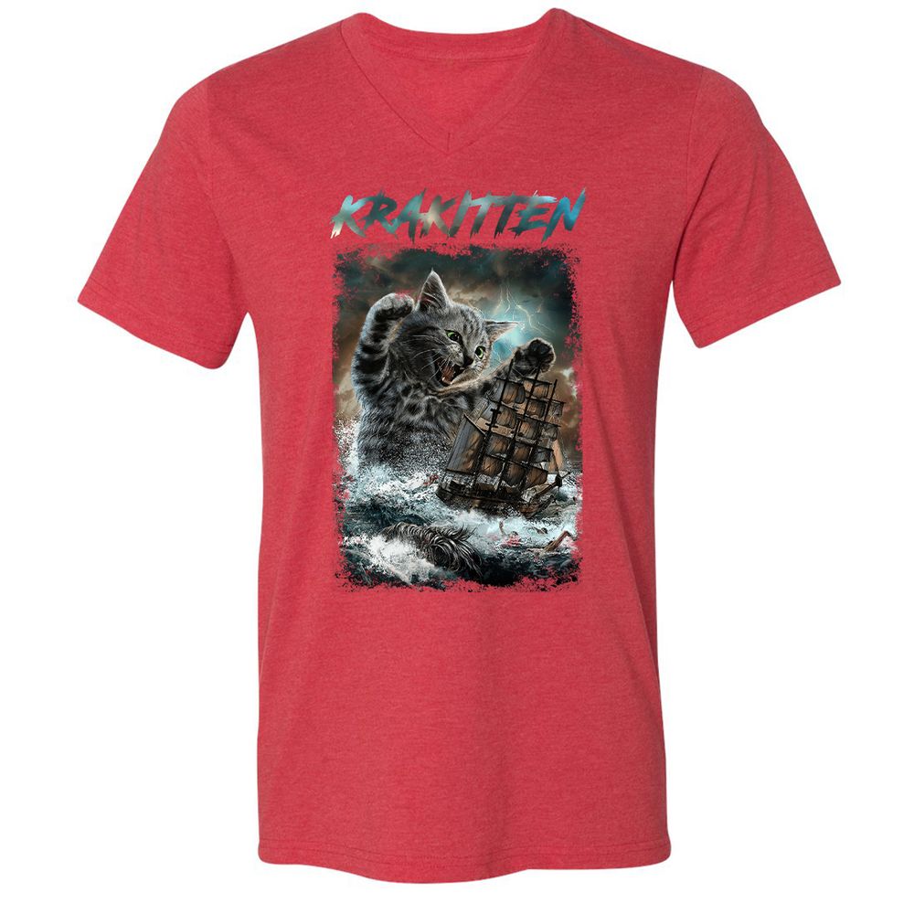 Unisex V-Neck T-Shirt - 2KDVBMXV - Heather Red - 16