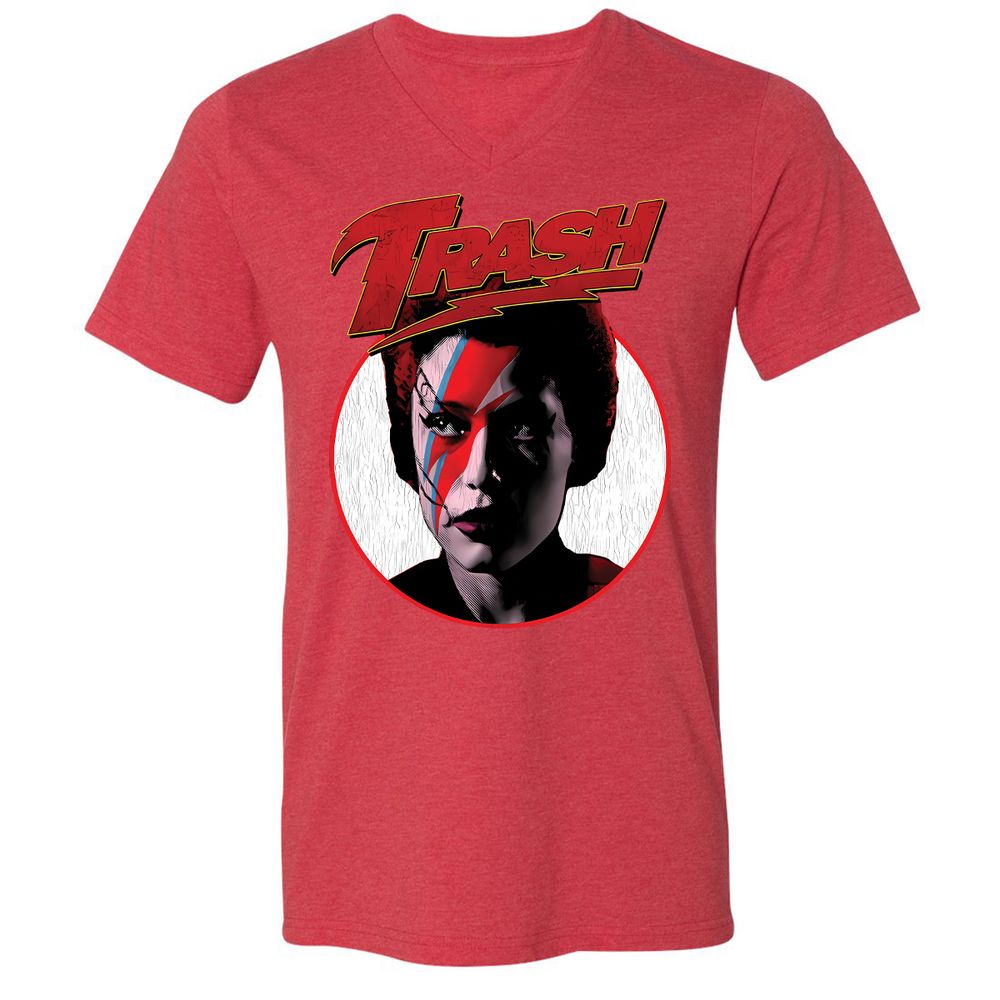 Unisex V-Neck T-Shirt - 3YLRFBPQ - Heather Red - 16