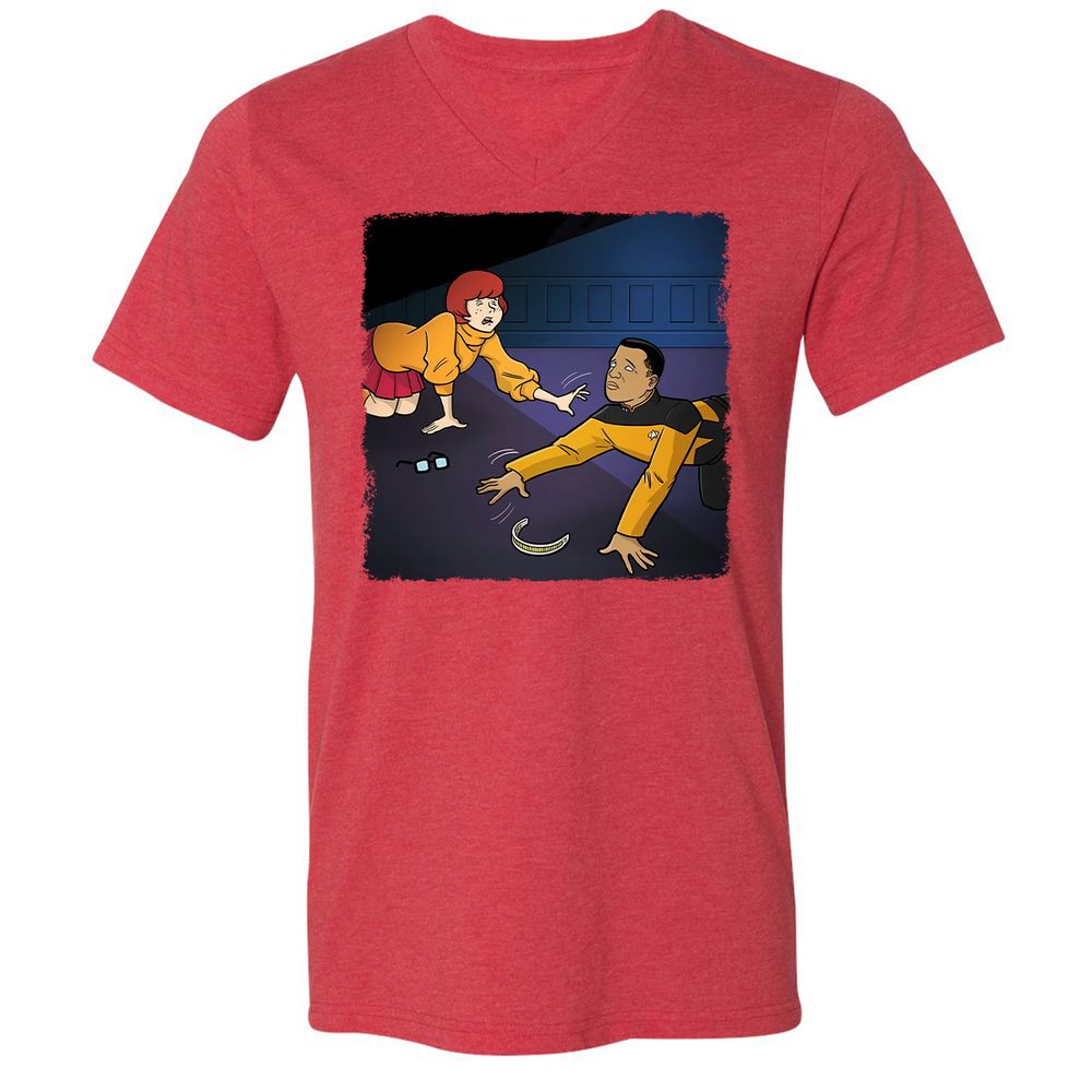 Unisex V-Neck T-Shirt - 5JJW8L6F - Heather Red - 16