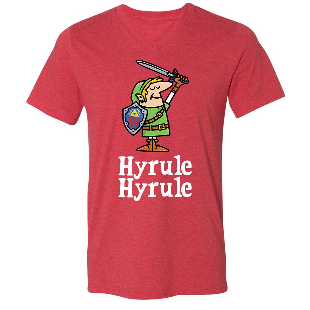 Unisex V-Neck T-Shirt - XAMQF8HW - Heather Red - 16