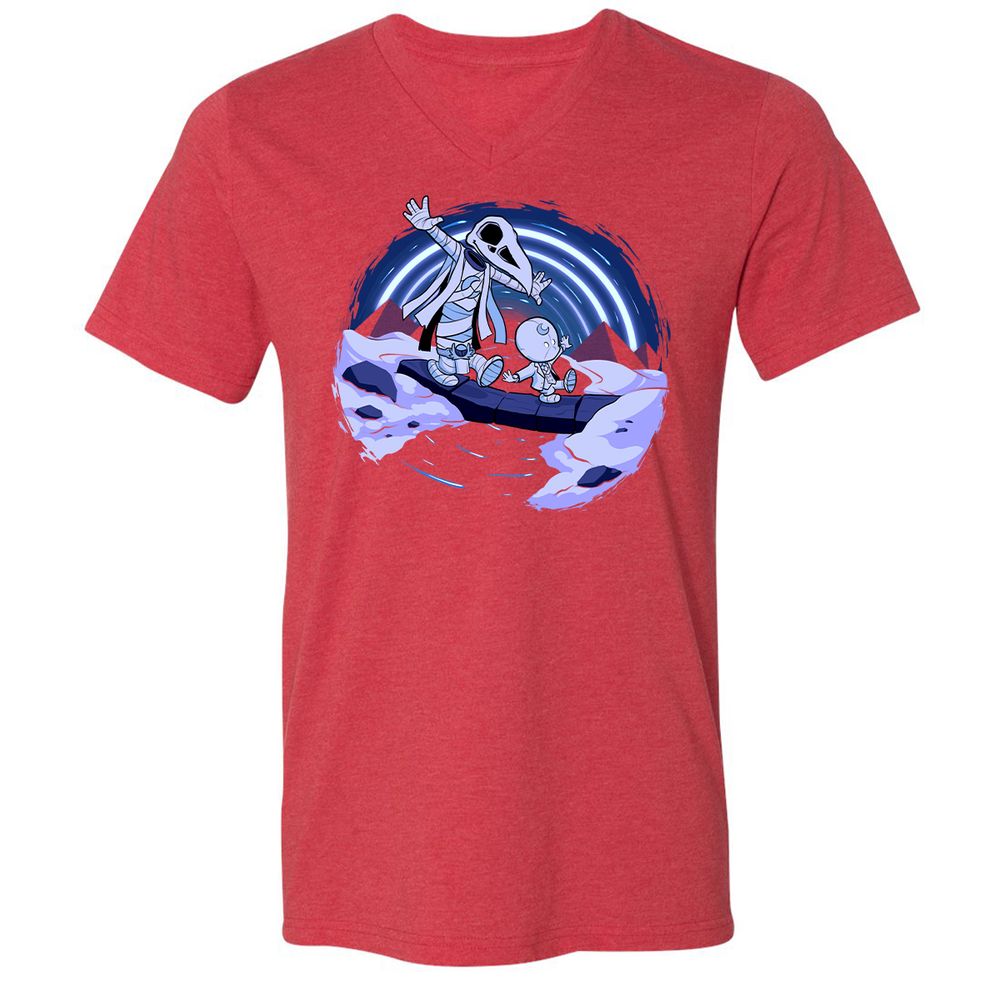 Unisex V-Neck T-Shirt - PRNJDBSZ - Heather Red - 16