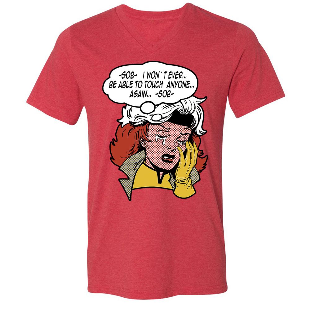 Unisex V-Neck T-Shirt - MJAXLCXC - Heather Red - 16