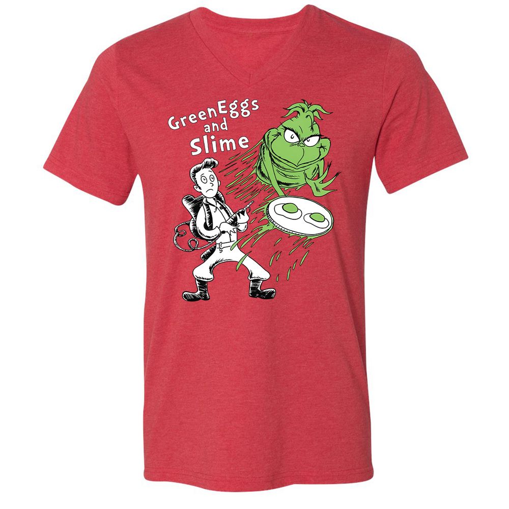 Unisex V-Neck T-Shirt - JVRZ6NN8 - Heather Red - 16