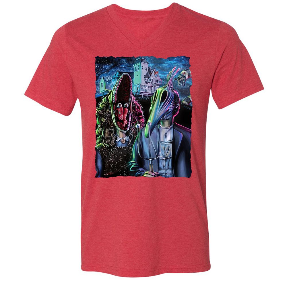 Unisex V-Neck T-Shirt - W5AT9T8Q - Heather Red - 16