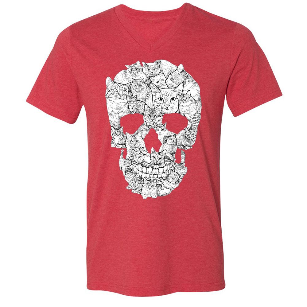 Unisex V-Neck T-Shirt - ZT3TLTST - Heather Red - 16