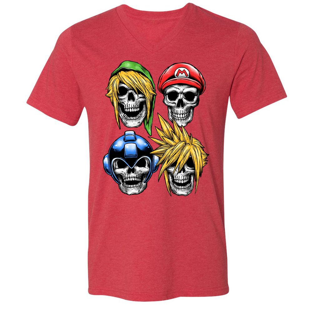 Unisex V-Neck T-Shirt - 5YHMC3LL - Heather Red - 16