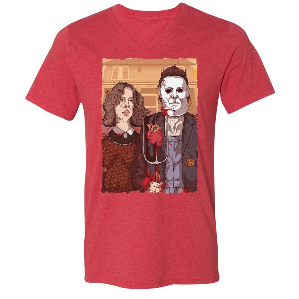 Unisex V-Neck T-Shirt - JWGA91PK - Heather Red - 16