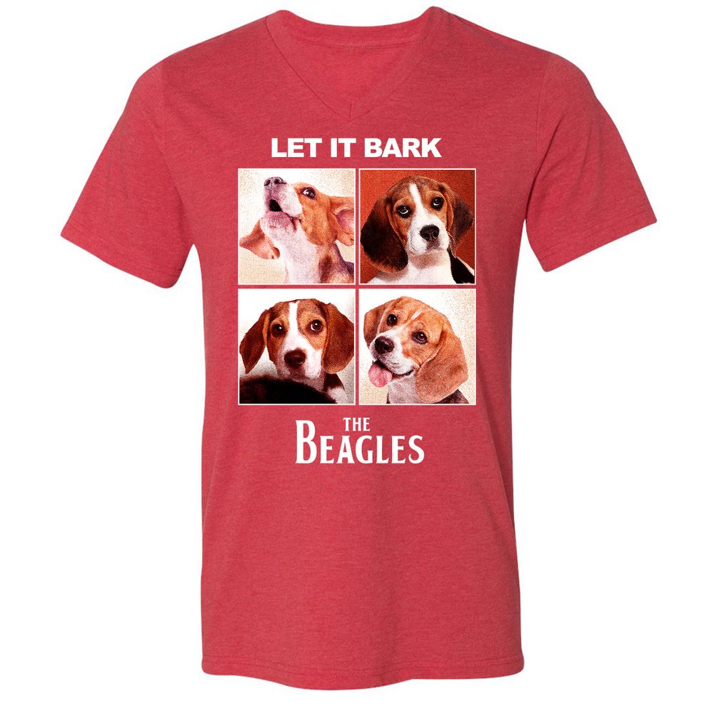 Unisex V-Neck T-Shirt - FDXZ7E8W - Heather Red - 16