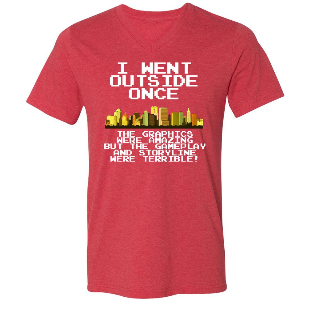 Unisex V-Neck T-Shirt - 991E19XM - Heather Red - 16