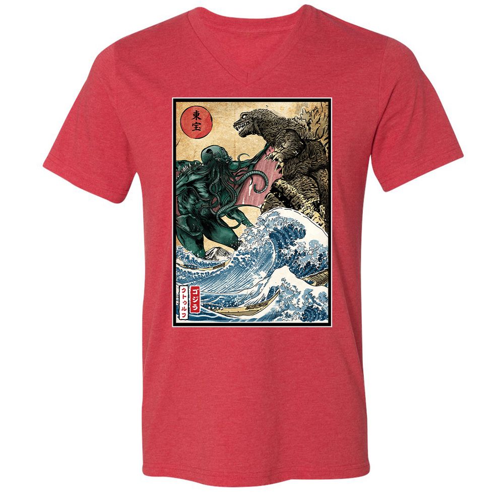 Unisex V-Neck T-Shirt - F1AY3XDG - Heather Red - 16