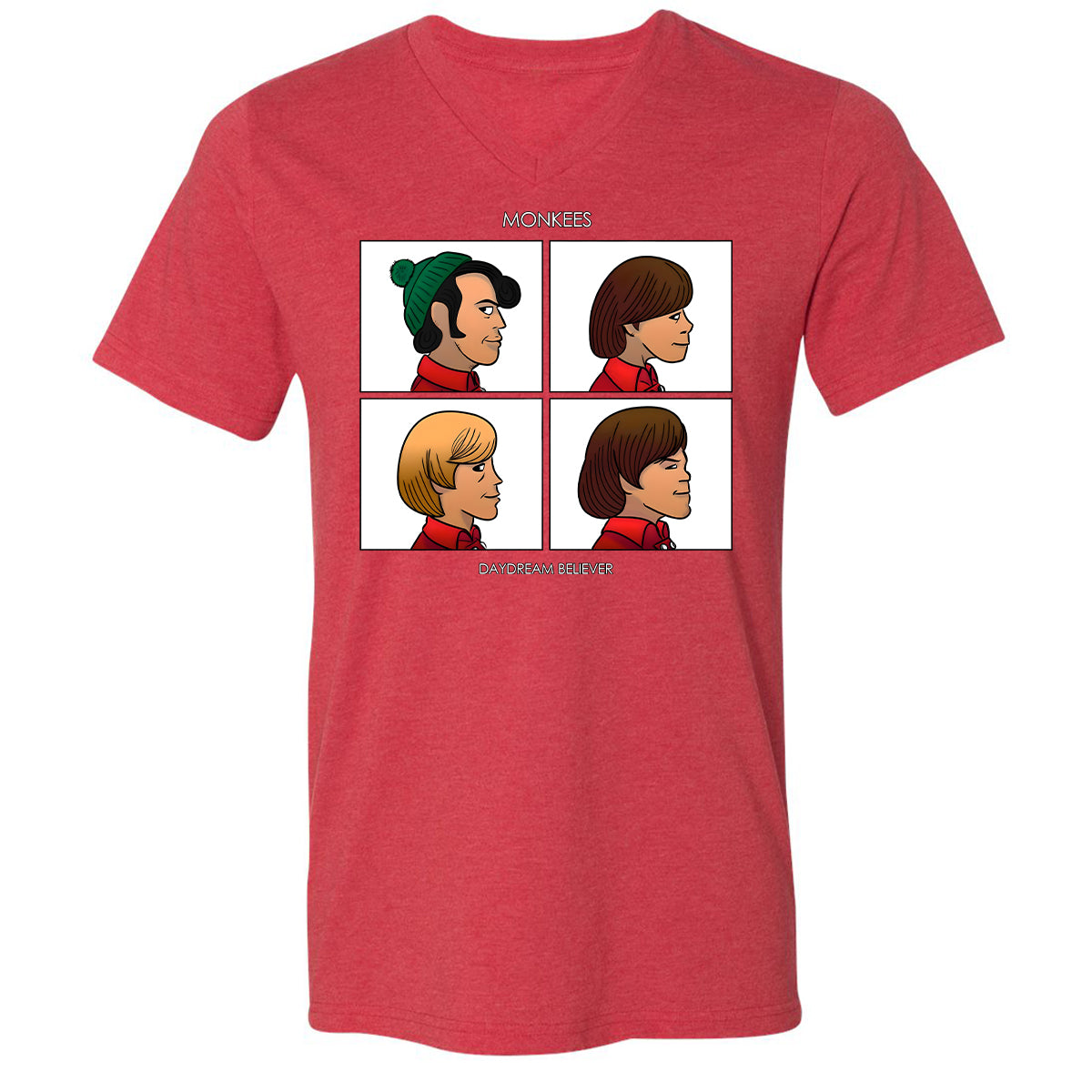 Unisex V-Neck T-Shirt - CM7UKVFY - Heather Red - 16