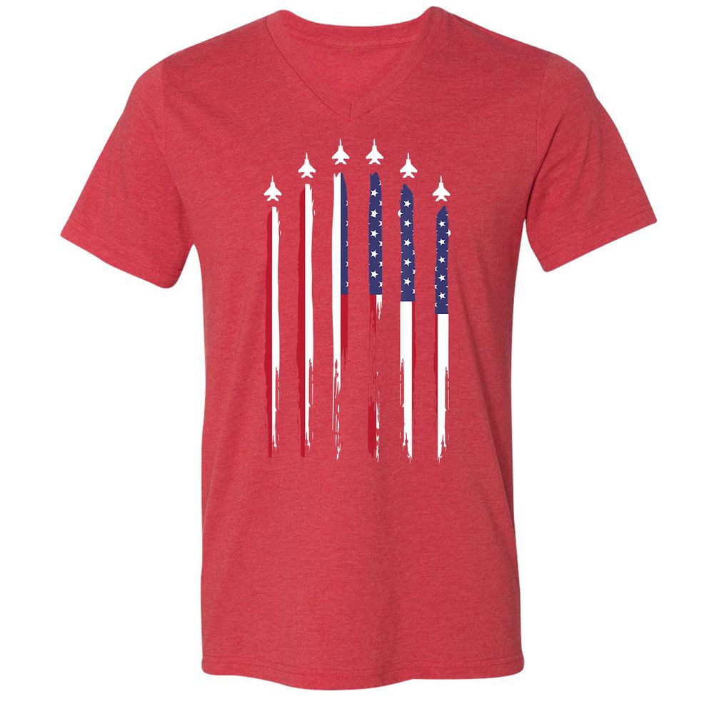 Unisex V-Neck T-Shirt - NTKJLJN9 - Heather Red - 16