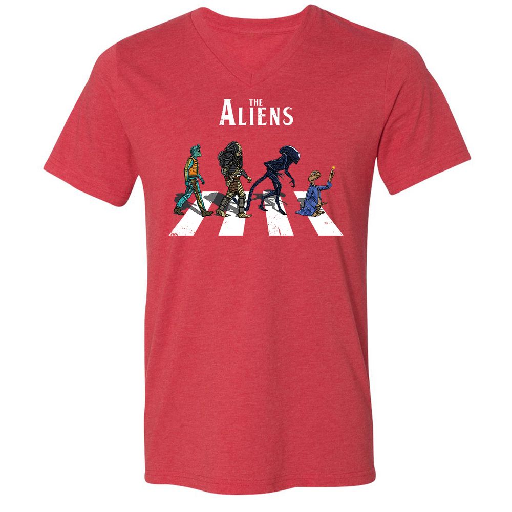 Unisex V-Neck T-Shirt - A22VMUFS - Heather Red - 16