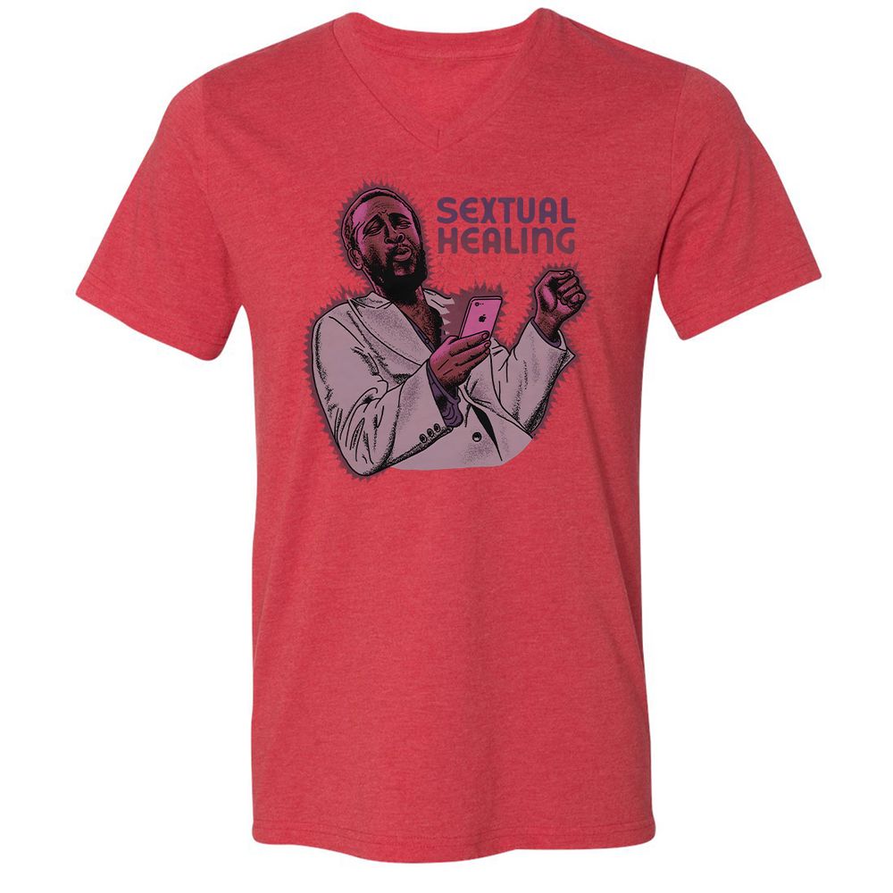 Unisex V-Neck T-Shirt - NC1REZ92 - Heather Red - 16