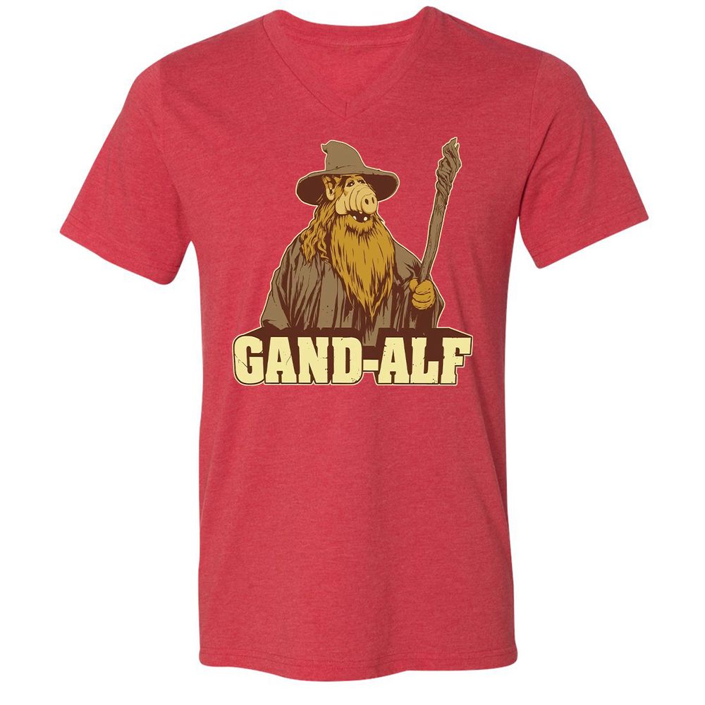 Unisex V-Neck T-Shirt - H9W4EZLQ - Heather Red - 16