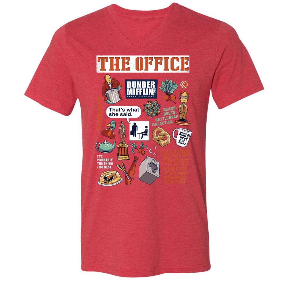 Unisex V-Neck T-Shirt - 3SD8TDVT - Heather Red - 16