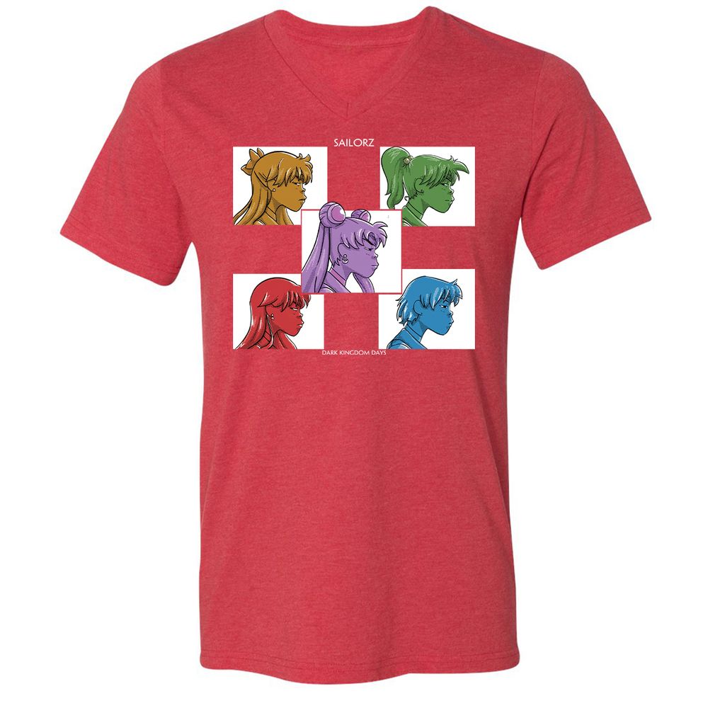 Unisex V-Neck T-Shirt - DGHSEP47 - Heather Red - 16
