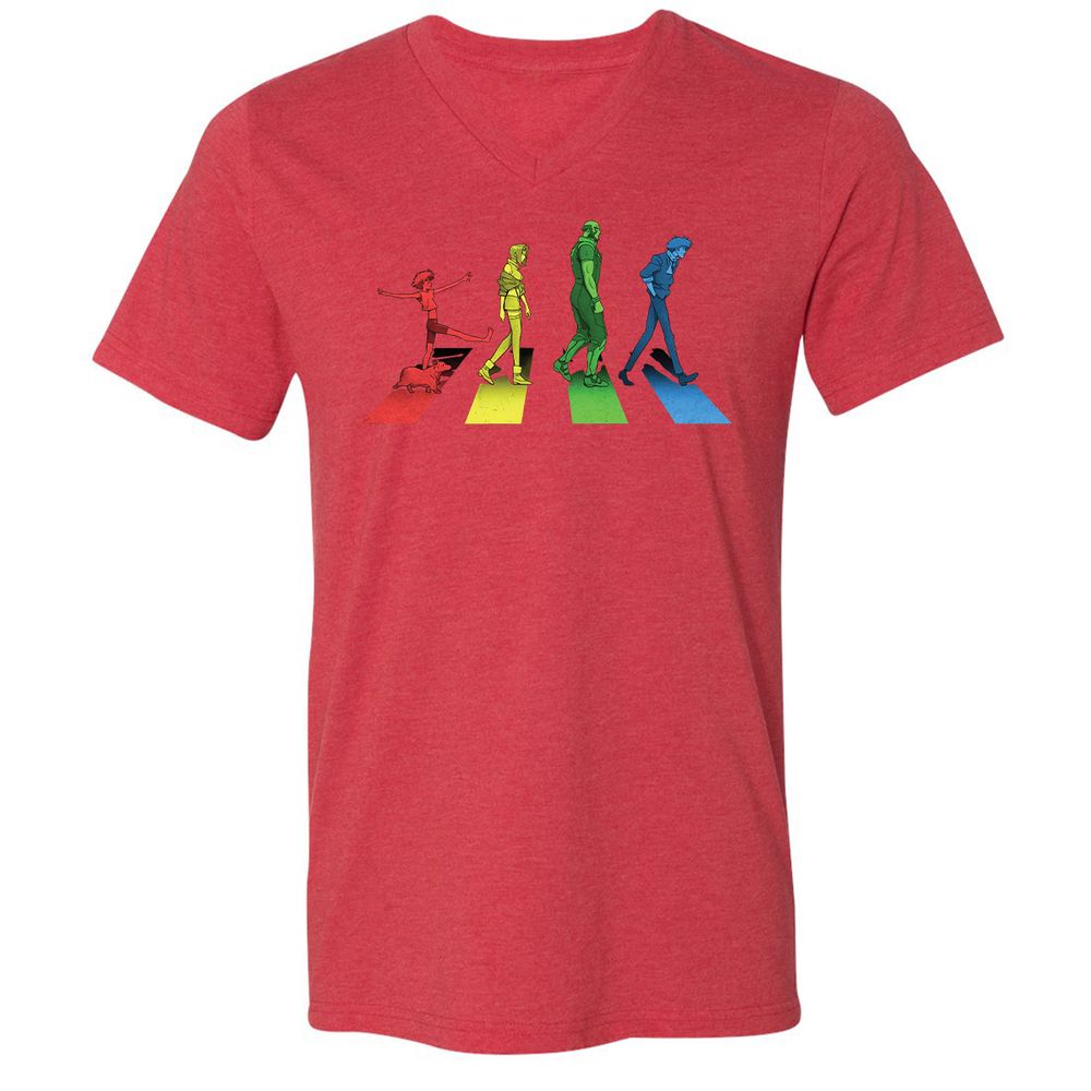 Unisex V-Neck T-Shirt - C8XSECXU - Heather Red - 16