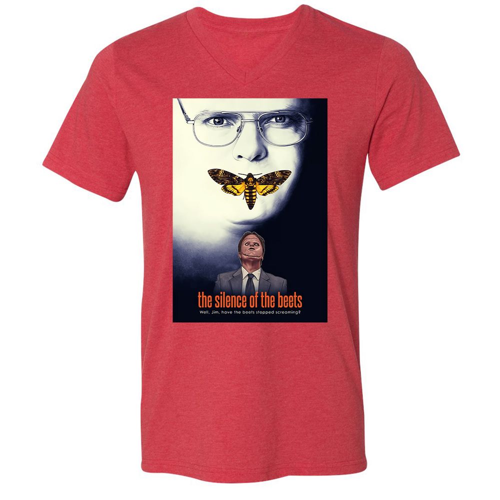 Unisex V-Neck T-Shirt - GX6E1ETV - Heather Red - 16