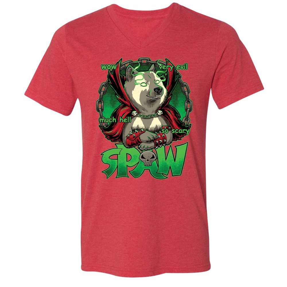 Unisex V-Neck T-Shirt - 4B9BSMXV - Heather Red - 16