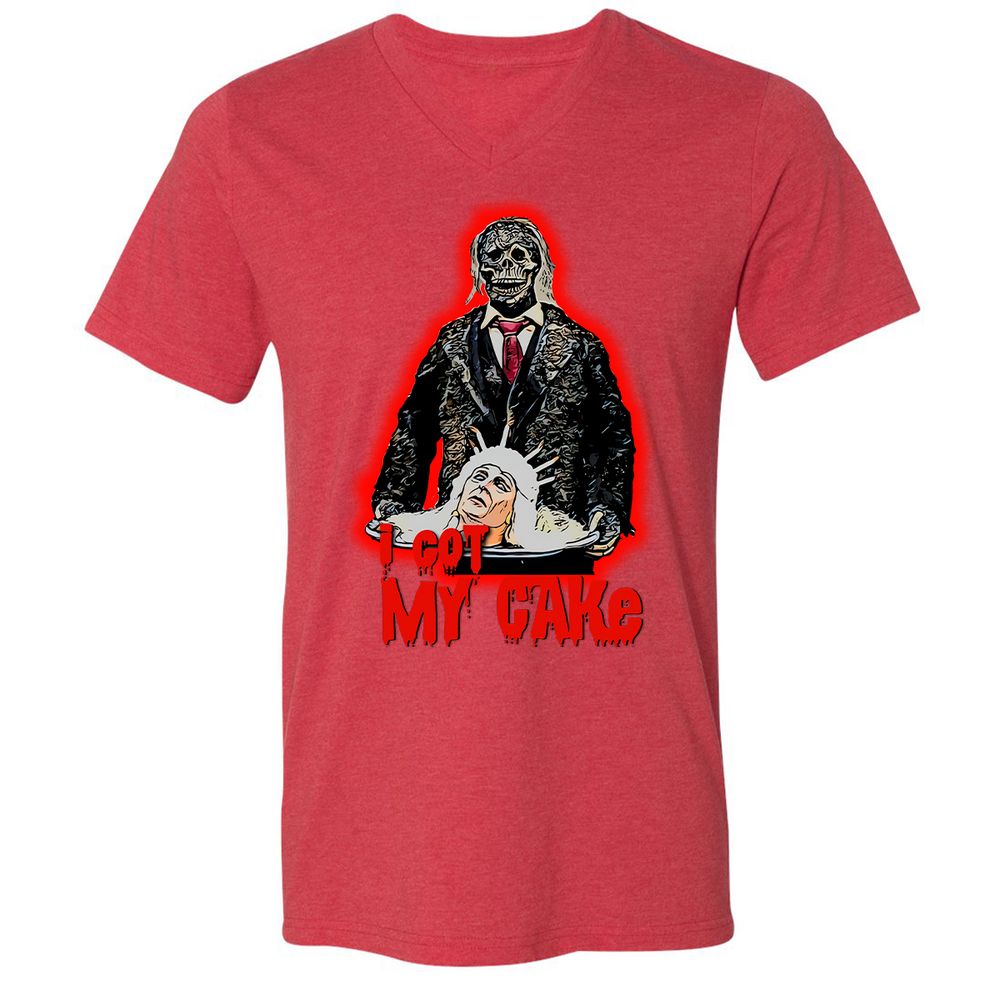 Unisex V-Neck T-Shirt - 45PAND11 - Heather Red - 16