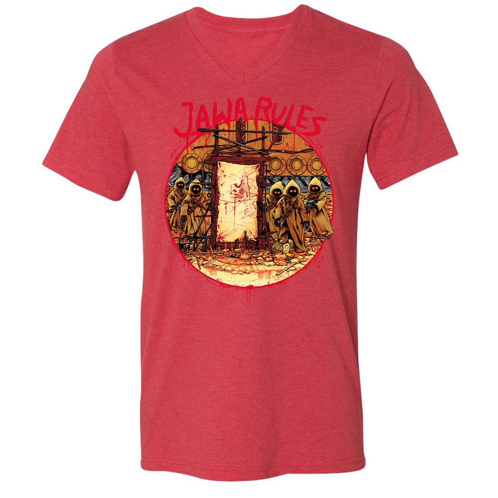 Unisex V-Neck T-Shirt - WBMRSXR2 - Heather Red - 16