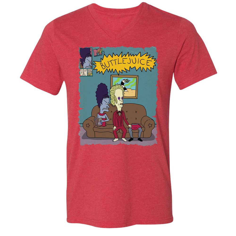 Unisex V-Neck T-Shirt - VS9YVM6L - Heather Red - 16