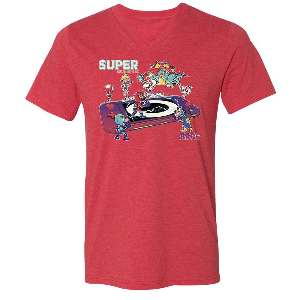 Unisex V-Neck T-Shirt - 8TKV3GJQ - Heather Red - 16
