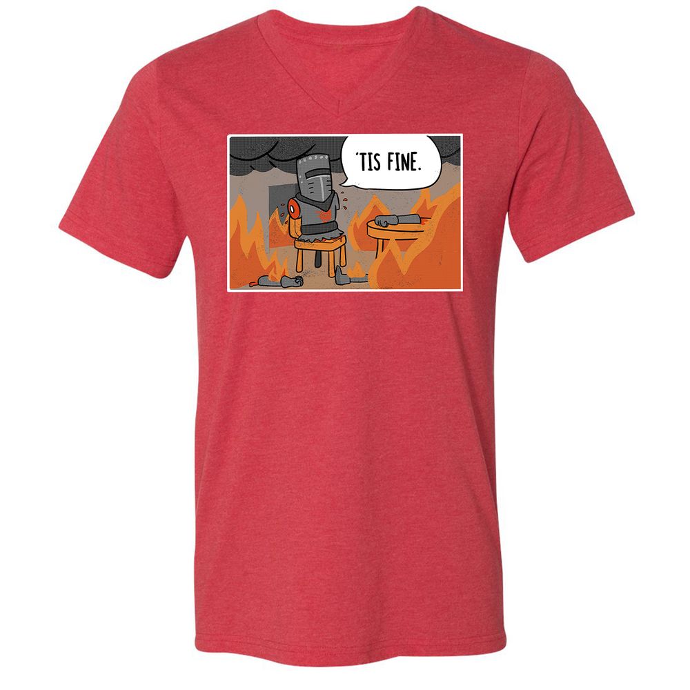 Unisex V-Neck T-Shirt - NXZFQQ8L - Heather Red - 16