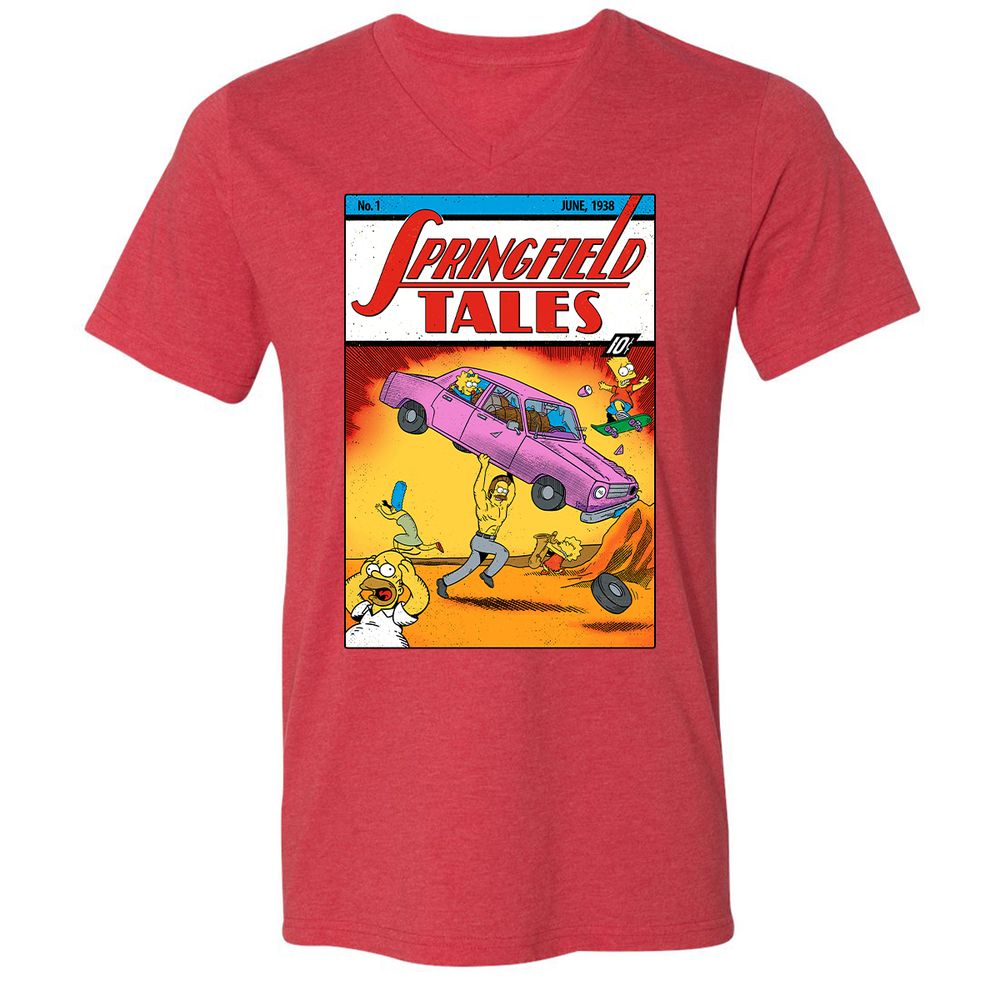 Unisex V-Neck T-Shirt - 7KMPH4NT - Heather Red - 16