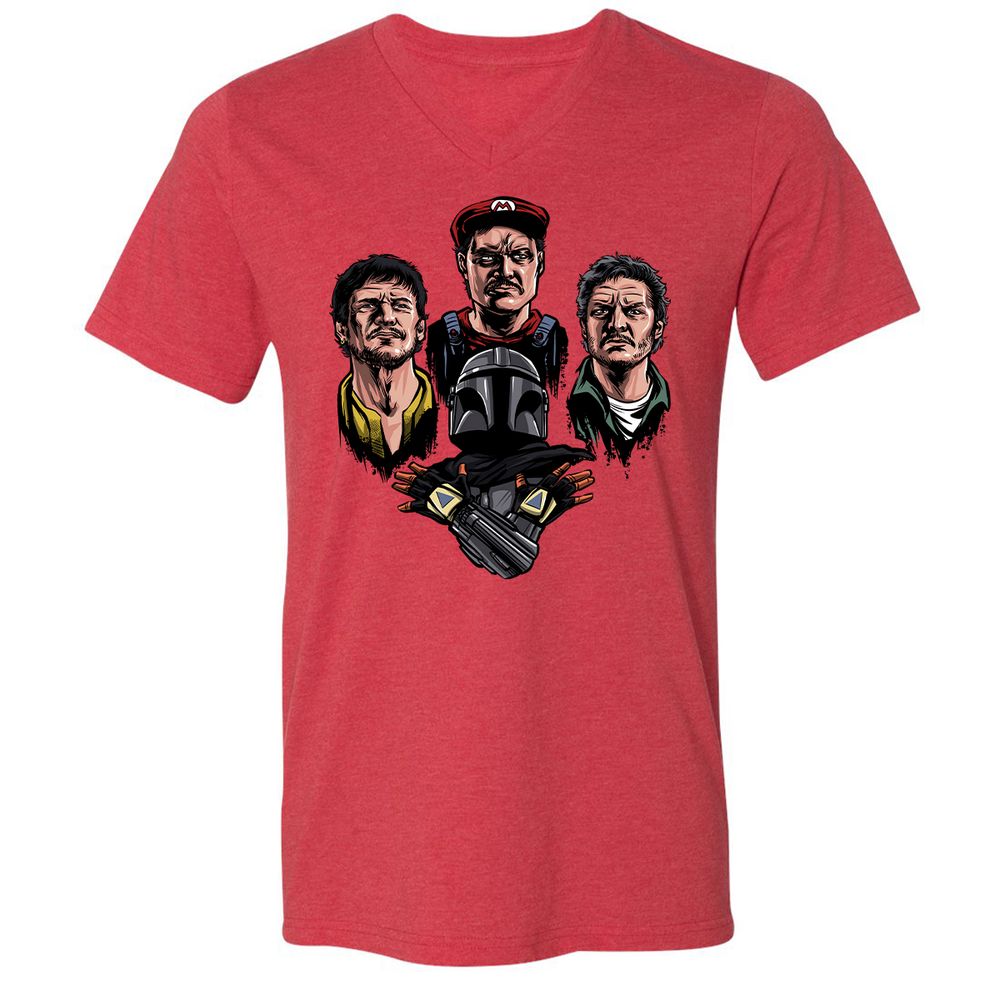 Unisex V-Neck T-Shirt - X2WMSSUK - Heather Red - 16