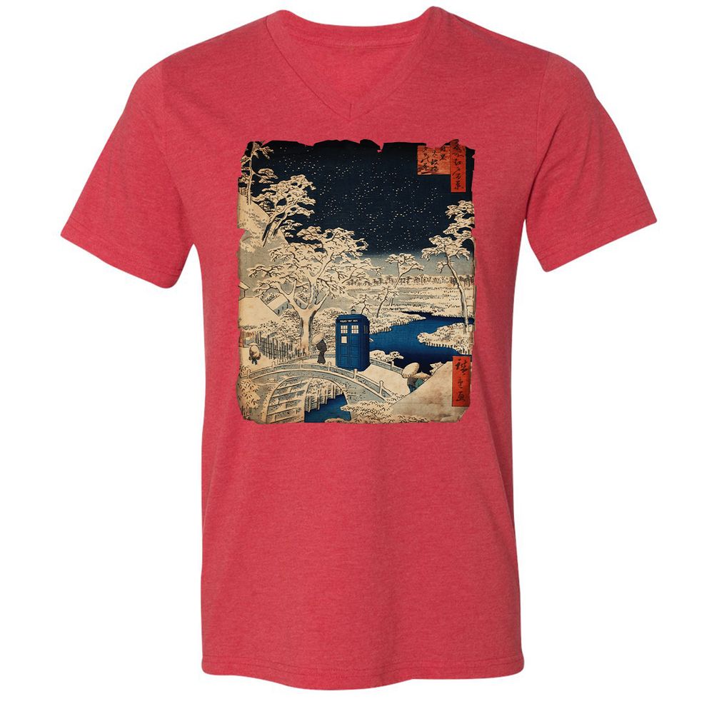 Unisex V-Neck T-Shirt - E3A7EQPL - Heather Red - 16