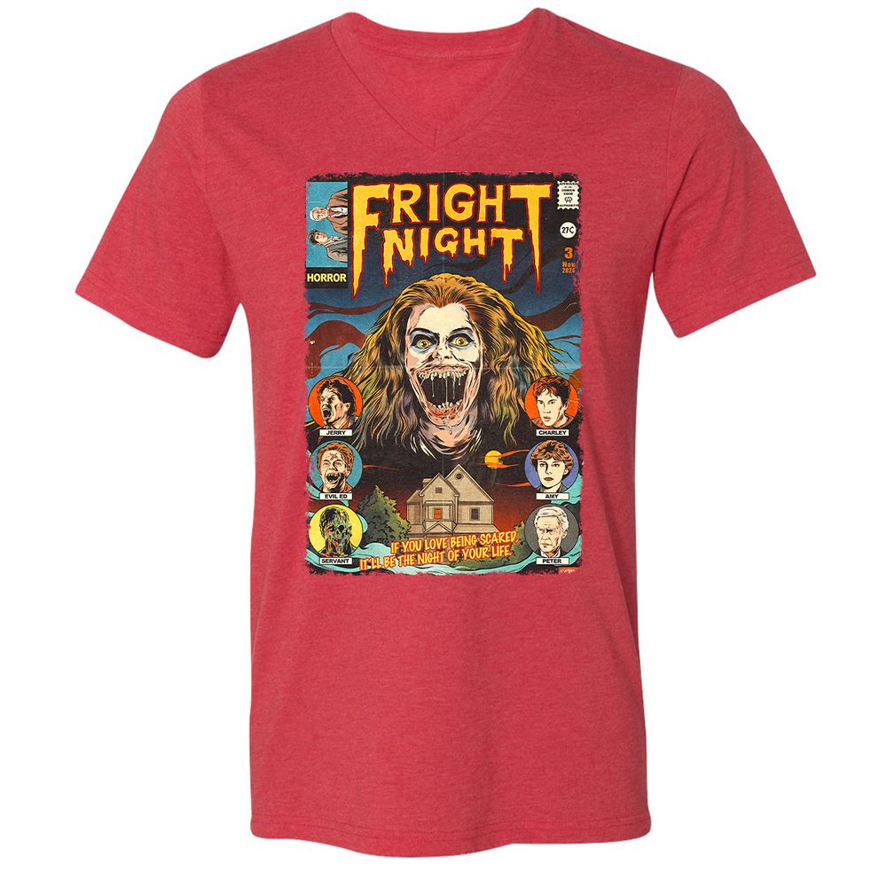 Unisex V-Neck T-Shirt - KL9EXPTB - Heather Red - 16