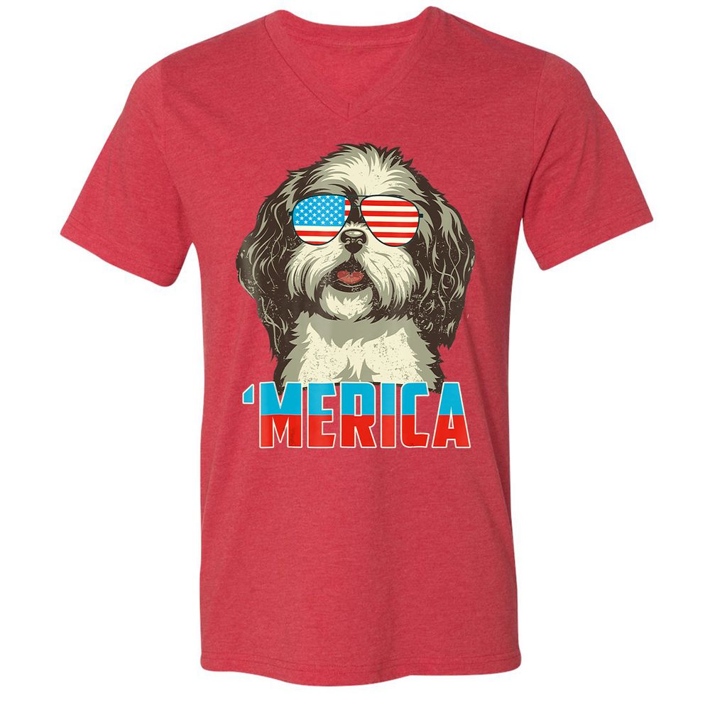 Unisex V-Neck T-Shirt - NMC52DWC - Heather Red - 16
